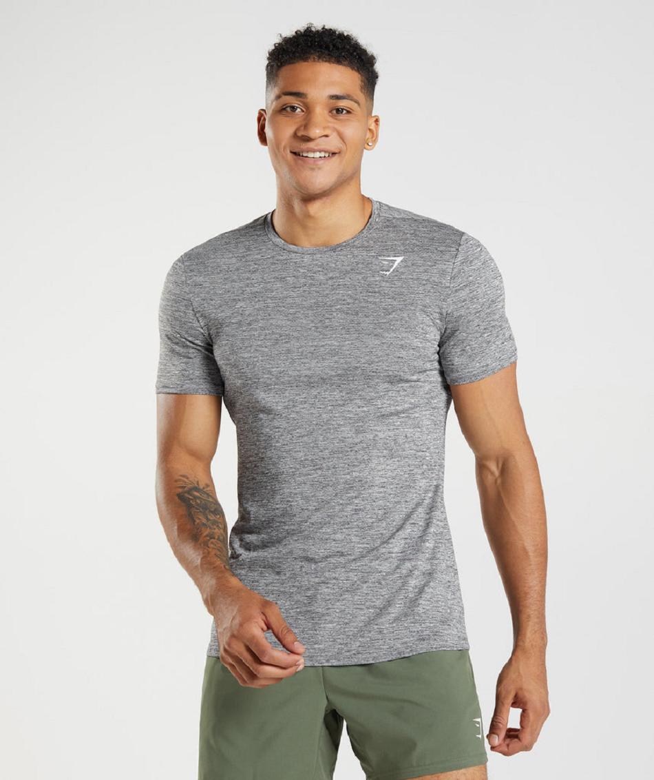 T Shirts Męskie Gymshark Arrival Marl Szare Głęboka Szare | PL 3772GSO